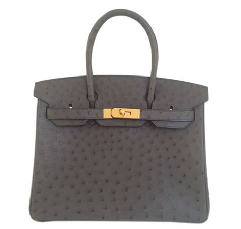 Hermès Graphite Ostrich Birkin 30 Gold Hardware, 2015 